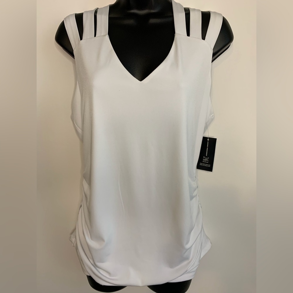 INC international Concepts white ruched Top Size Large NWT